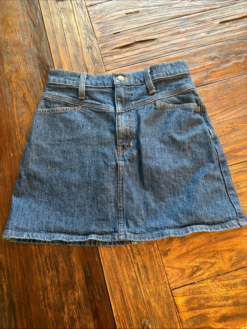 Madewell Dark Blue Denim A-Line Mini Skirt